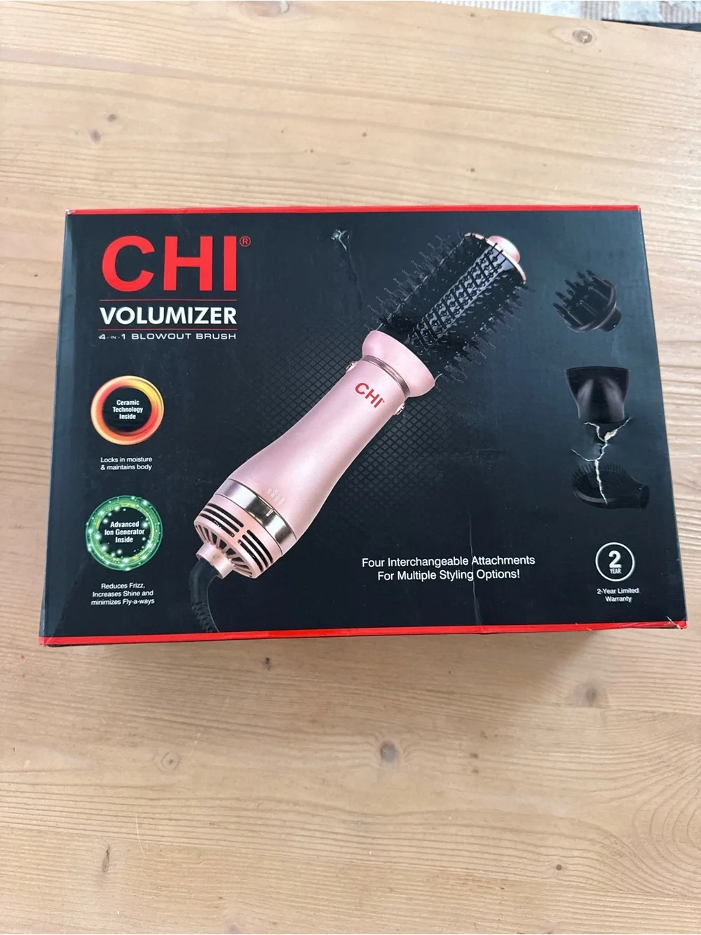 Chi Rose Gold 3-in-1 Hair Styler Brush - New